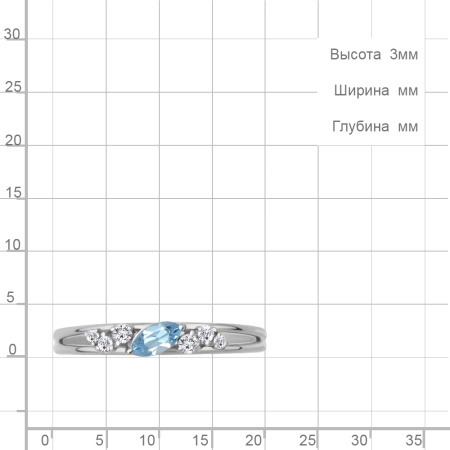 Кольцо из серебра с топазом и фианитами
