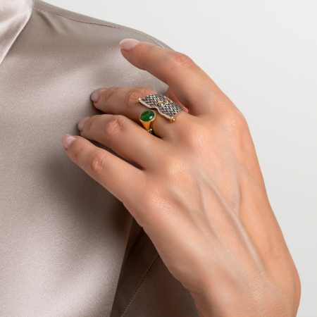 Серебряное кольцо «Нефритовый Парус»