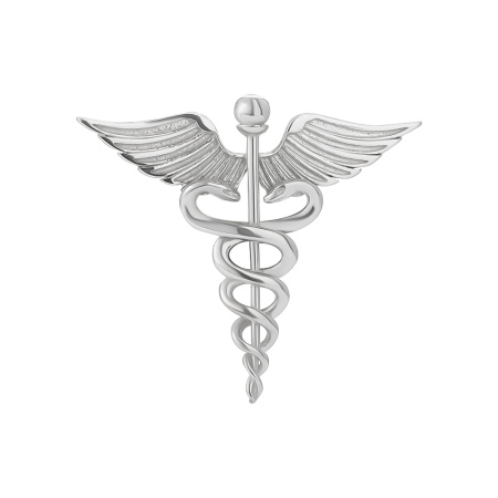 Серебряная брошь «Кадуцей» подарок врачу