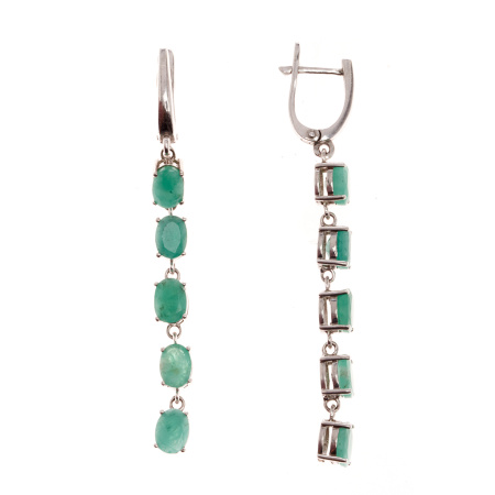 Серебряные серьги с изумрудами