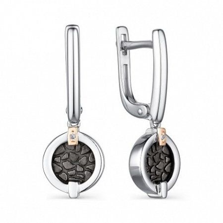 Серьги из серебра с бриллиантом «Black»