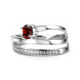 Серебряное кольцо с гранатом и фианитами
