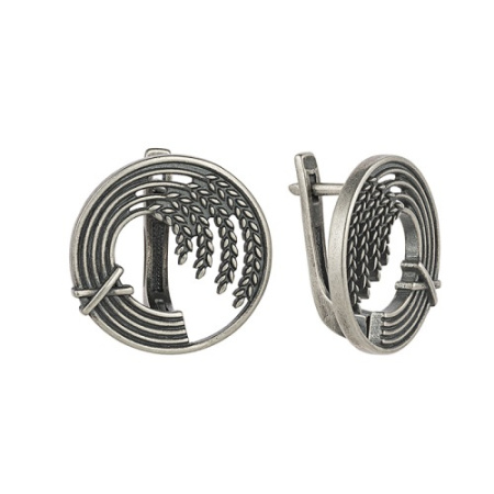 Серебряные серьги «Пшеница колоски» русское поле