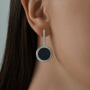 Серебряные серьги с авантюриновым стеклом и фианитами