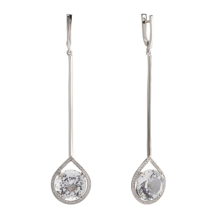 Серебряные серьги с фианитами и ситаллом