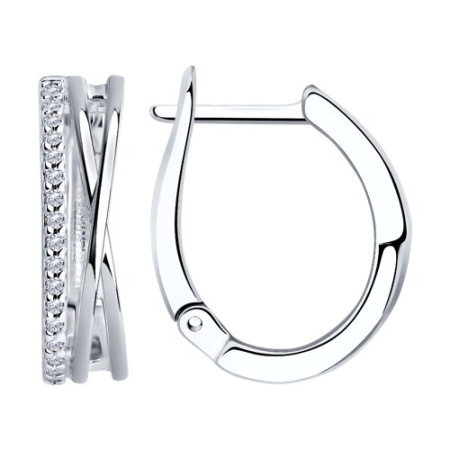 Серьги из серебра с фианитами