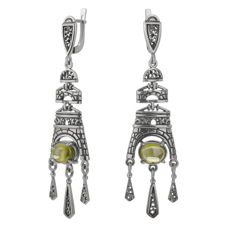 Серьги из серебра с оливином «Донжон»