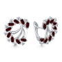 Серьги из серебра с гранатом и фианитами