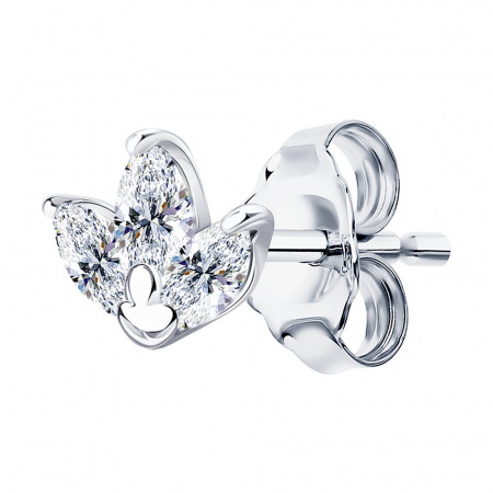 Серьга из серебра с фианитами