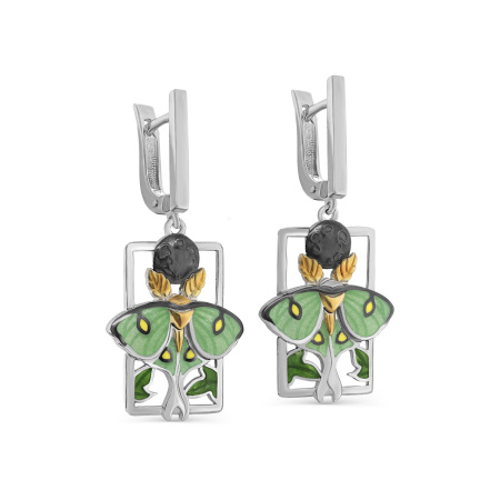 Серьги из серебра с эмалью «Мотылек»