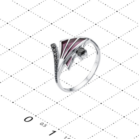 Кольцо из серебра с фианитом и эмалью