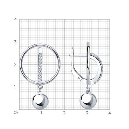Серьги из серебра с фианитами