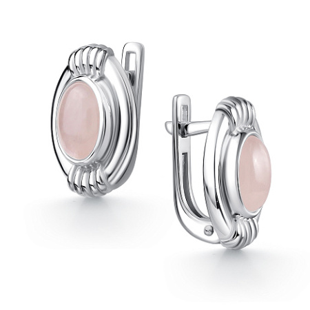 Серьги из серебра с розовым кварцем