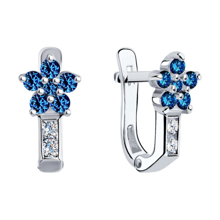 Серьги из серебра с фианитами