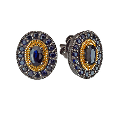 Серьги с сапфирами из серебра