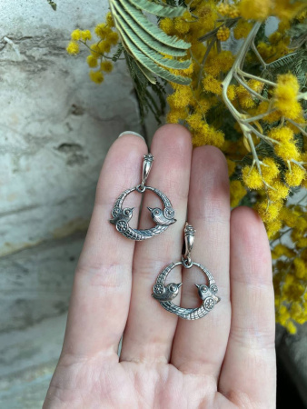 Серьги из серебра «Птички»