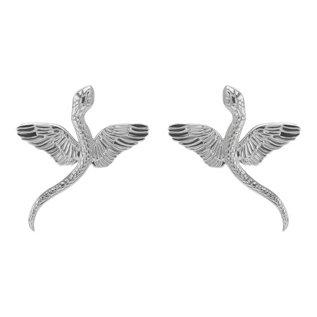 Серебряные серьги-гвоздики «Змеи с крыльями»