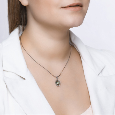 Подвеска из серебра с кварцем и фианитами