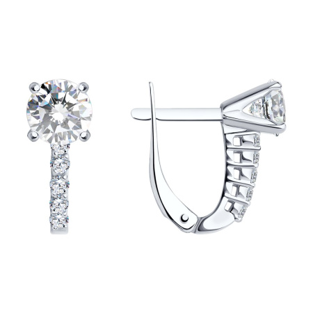 Серьги из серебра с фианитами Sokolov