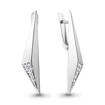 Серьги из серебра с фианитами «Треугольник»