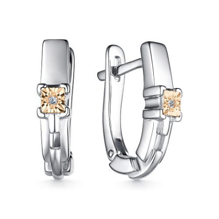 Серебряные серьги с бриллиантом