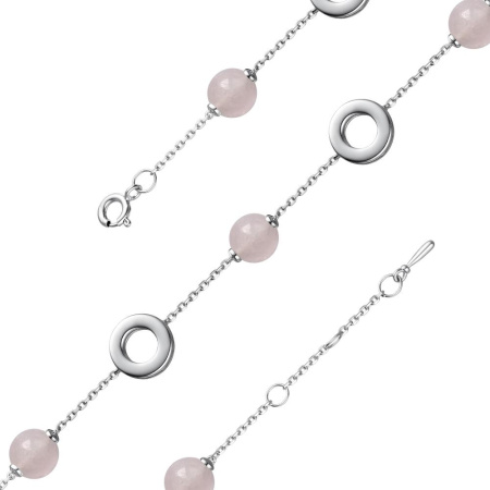 Серебряный браслет с розовым кварцем