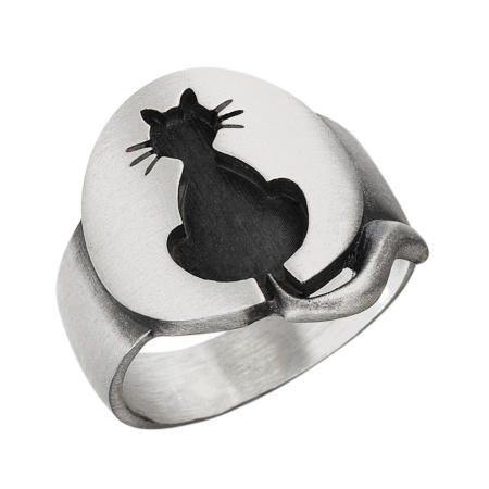 Серебряное кольцо «Кот»