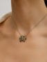 Серебряный кулон на цепи с цитрином, марказитами Swarovski и позолотой