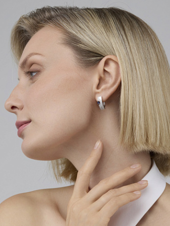 Серьги из серебра с сапфирами и фианитами