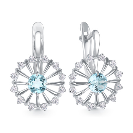 Серебряные серьги с топазом и фианитами