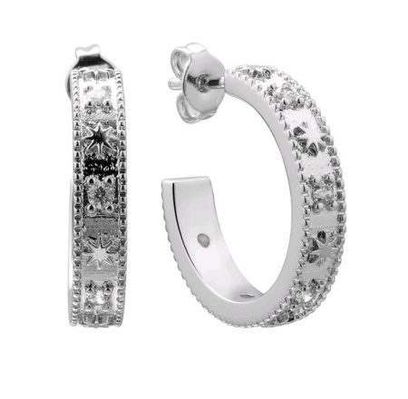 Серьги-гвоздики из серебра с фианитами «Звезда»