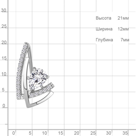 Подвеска из серебра с фианитами