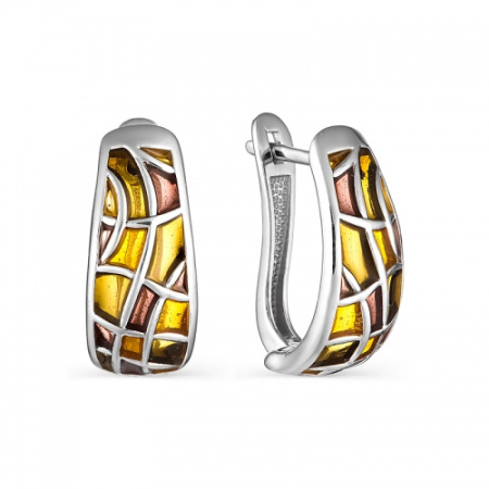 Серебряные серьги в витражной эмалью