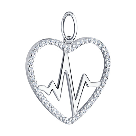 Подвеска из серебра в форме сердца с фианитами