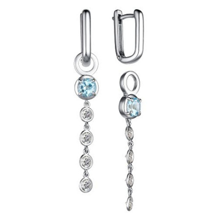 Серебряные серьги с топазом и фианитами