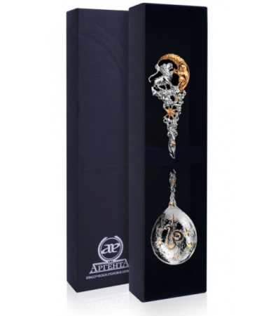 Серебряная ложка «Зодиак Лев» с позолотой