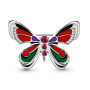 Брошь из серебра с корундами, эмалью и фианитами «Бабочка»
