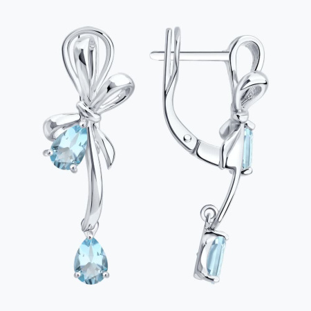 Серебряные серьги с топазами «Бант»