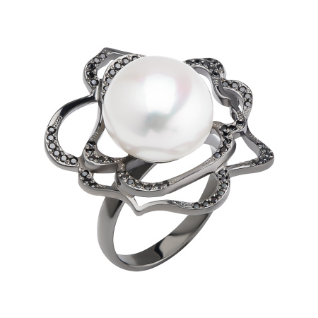 Кольцо из серебра с жемчугом «Цветок»