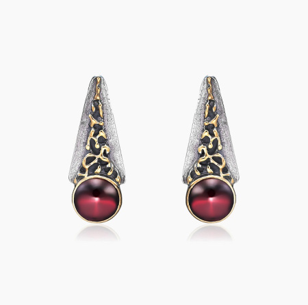 Серебряные серьги «Гранатовые сумерки»