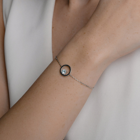 Серебряный браслет с топазом «Круг»