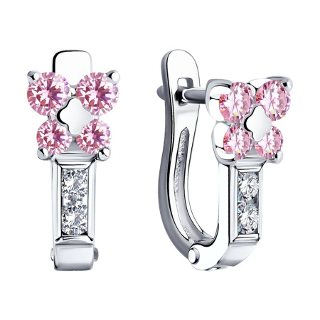 Серьги из серебра с фианитами