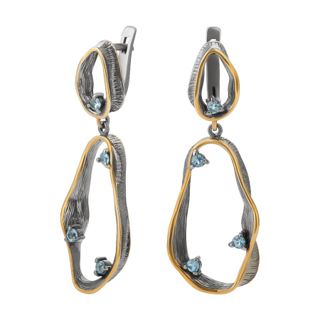 Серьги из серебра с топазом в позолоте