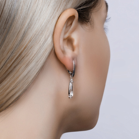 Серьги из серебра с горным хрусталём «Капля»