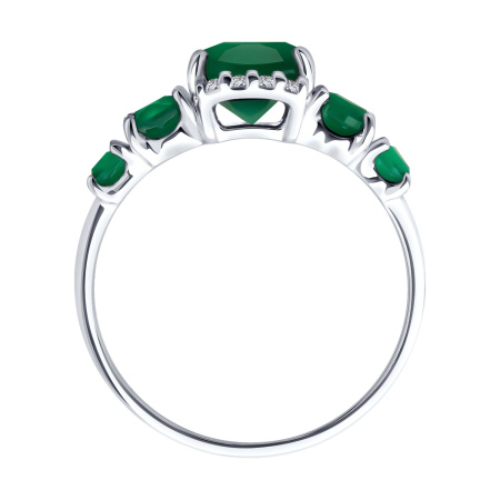 Серебряное кольцо с агатом и фианитами