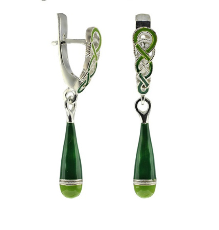 Серьги серебряные с эмалью «Капли»