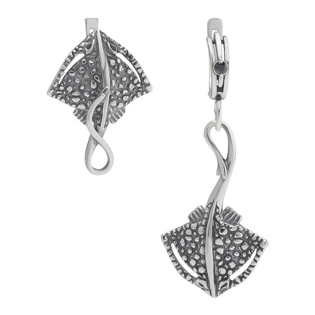 Серьги серебряные «Скаты Хвостокол» с фианитом
