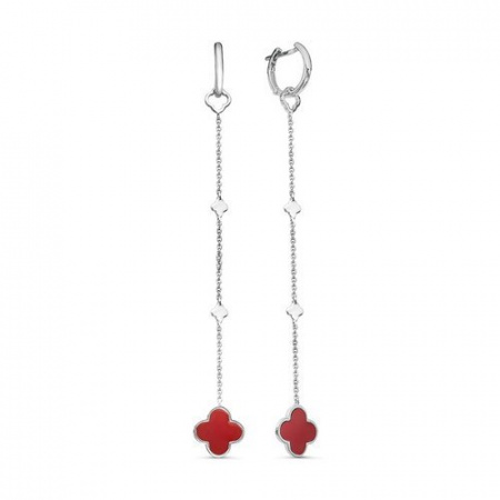 Серьги из серебра с эмалью «Клевер»