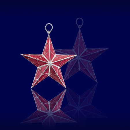 Серебряная елочная игрушка «Звезда с эмалью»