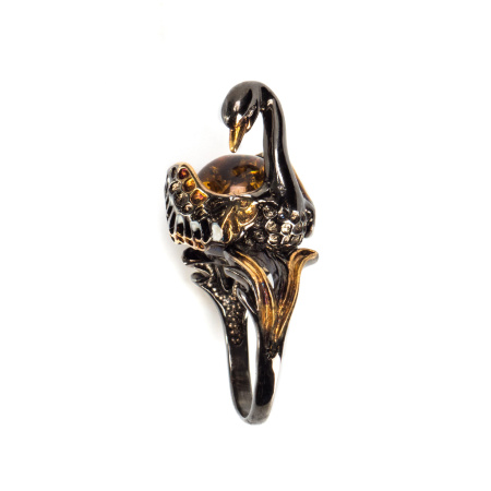 Серебряное кольцо «Лебедь»